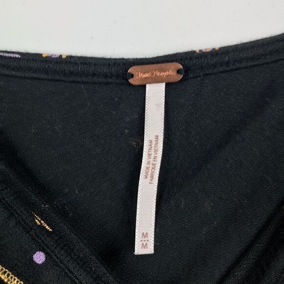 Free People Black Boho Peasant Blouse with Geometric Floral Print - Picture 7 of 10